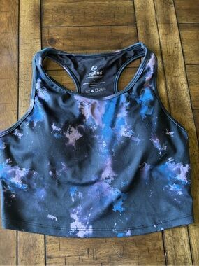LegEnd Black Tie-Dye Racerback Sports Bra/Yoga Blue & Purple Accent